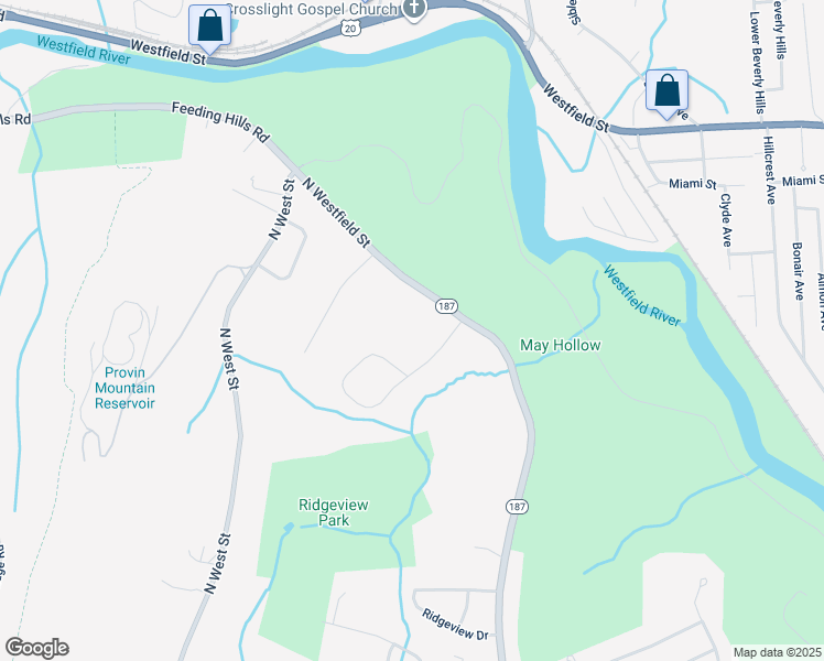 map of restaurants, bars, coffee shops, grocery stores, and more near 991 North Westfield Street in Agawam