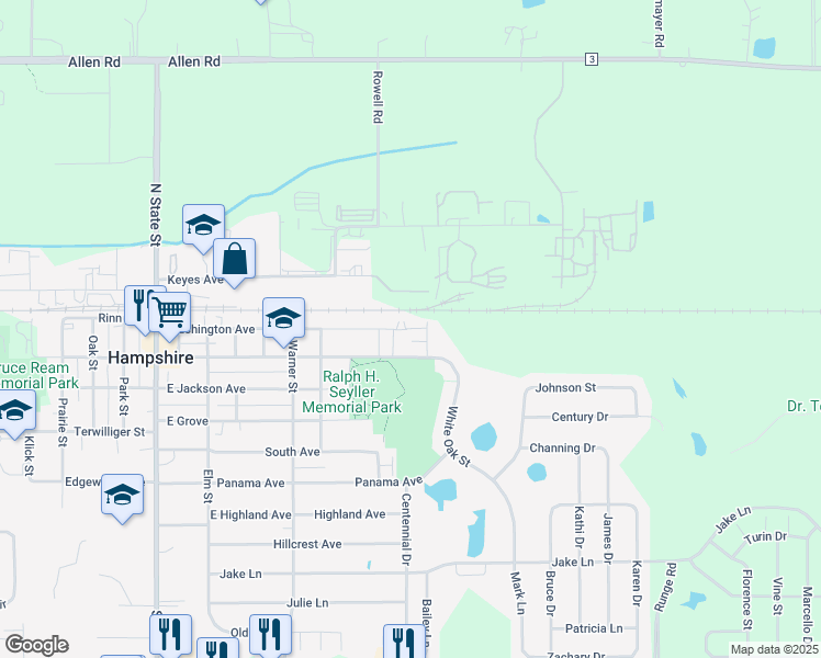 map of restaurants, bars, coffee shops, grocery stores, and more near 100 Louie Lane in Hampshire