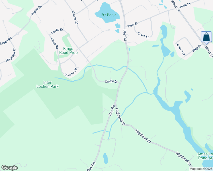 map of restaurants, bars, coffee shops, grocery stores, and more near 6 Castle Dr in Sharon