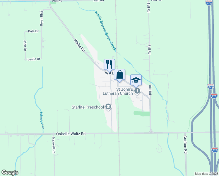 map of restaurants, bars, coffee shops, grocery stores, and more near 28260 Mineral Springs Road in Huron Charter Township