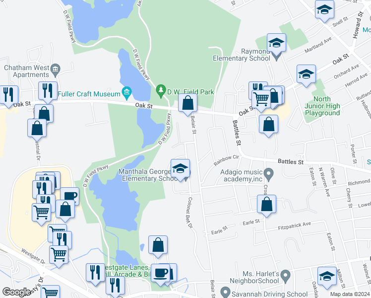 map of restaurants, bars, coffee shops, grocery stores, and more near 252 Colonel Bell Drive in Brockton