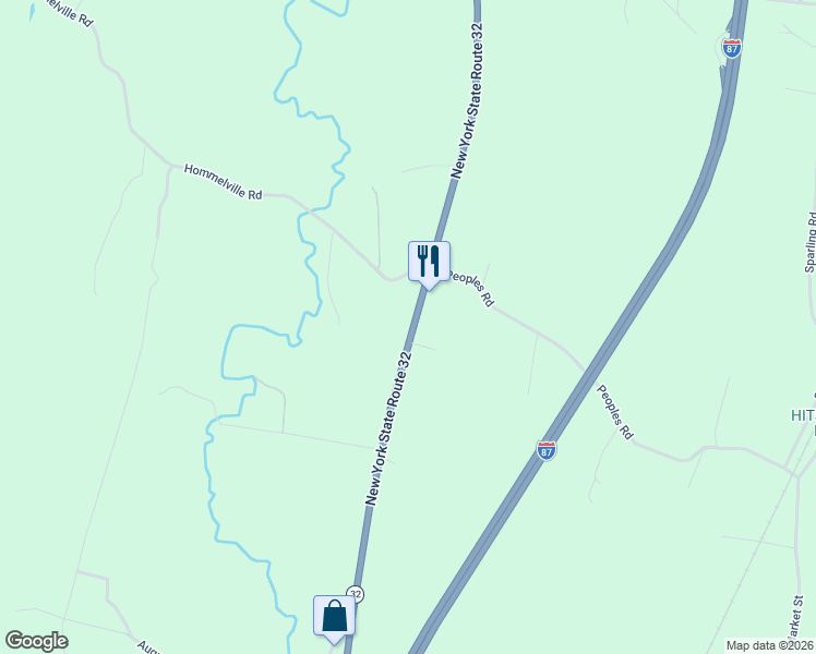 map of restaurants, bars, coffee shops, grocery stores, and more near 2931-2969 New York 32 in Saugerties