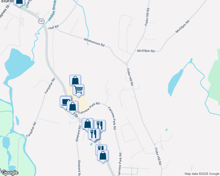 map of restaurants, bars, coffee shops, grocery stores, and more near 10 Turner Lane in Sturbridge