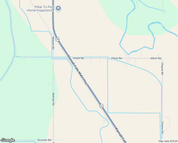 map of restaurants, bars, coffee shops, grocery stores, and more near 7992 Elliott Road in Klamath Falls