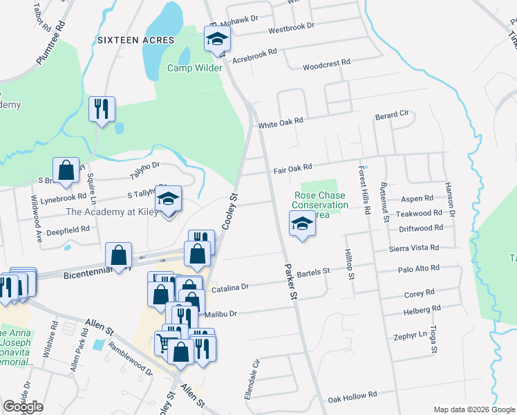 map of restaurants, bars, coffee shops, grocery stores, and more near 41 Rosedale Avenue in Springfield