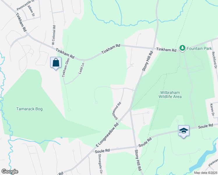 map of restaurants, bars, coffee shops, grocery stores, and more near 14 Oldwood Road in Wilbraham