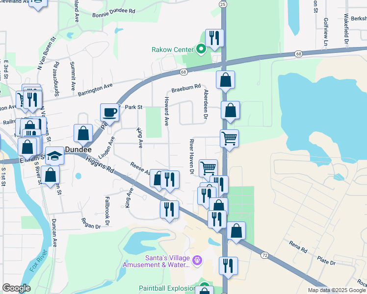 map of restaurants, bars, coffee shops, grocery stores, and more near 610 Wendt Street in East Dundee