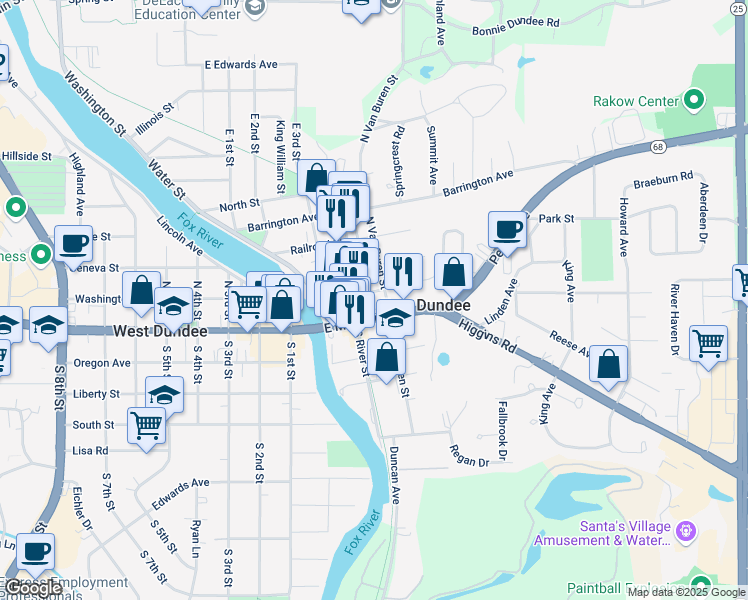 map of restaurants, bars, coffee shops, grocery stores, and more near 312 Jackson St in East Dundee