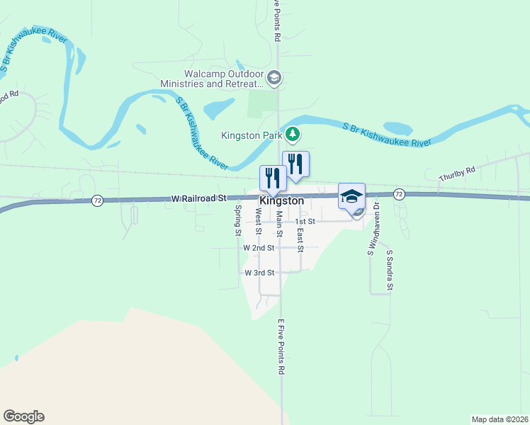 map of restaurants, bars, coffee shops, grocery stores, and more near in Kingston