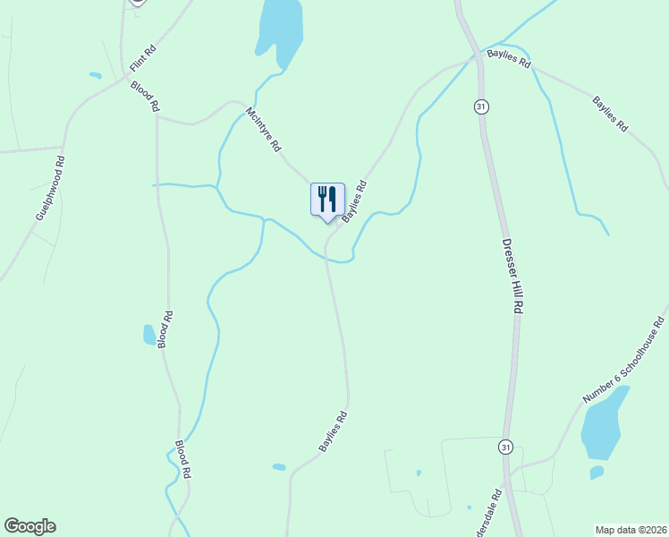 map of restaurants, bars, coffee shops, grocery stores, and more near 73 East Baylies Road in Charlton