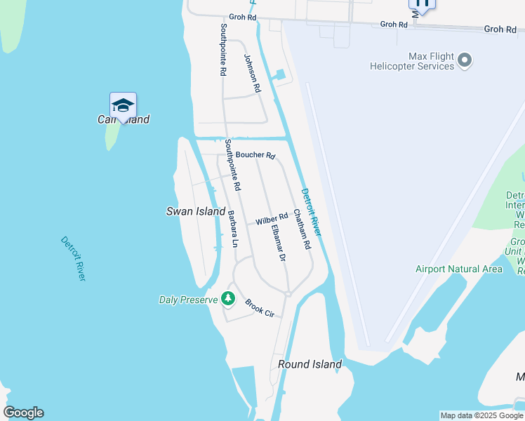map of restaurants, bars, coffee shops, grocery stores, and more near 28575 Southpointe Road in Grosse Ile Township