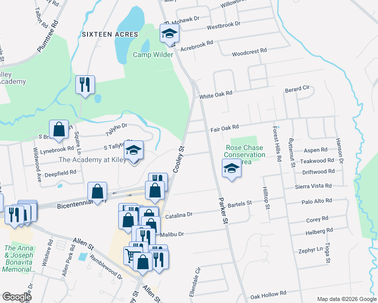 map of restaurants, bars, coffee shops, grocery stores, and more near 163 Cooley Street in Springfield