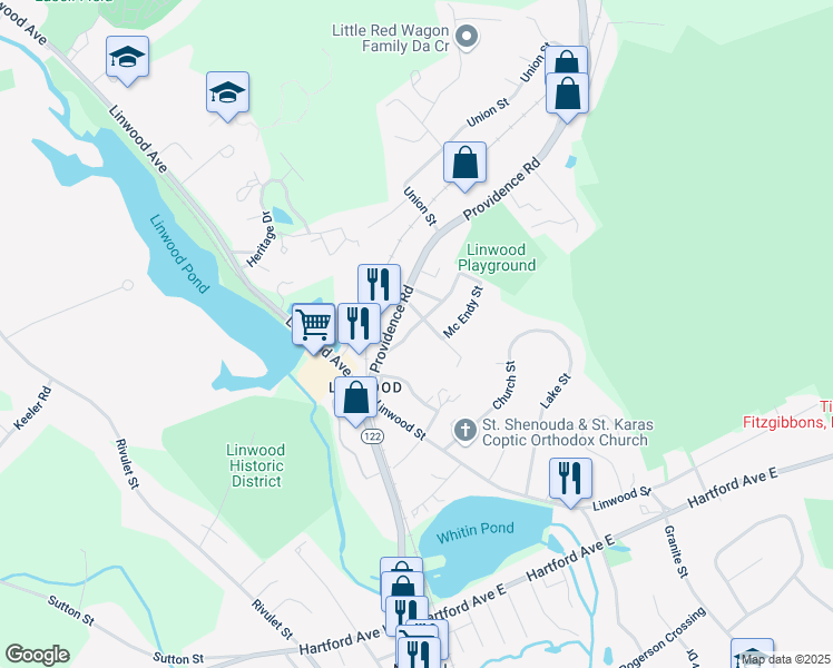 map of restaurants, bars, coffee shops, grocery stores, and more near 28 School Park in Northbridge