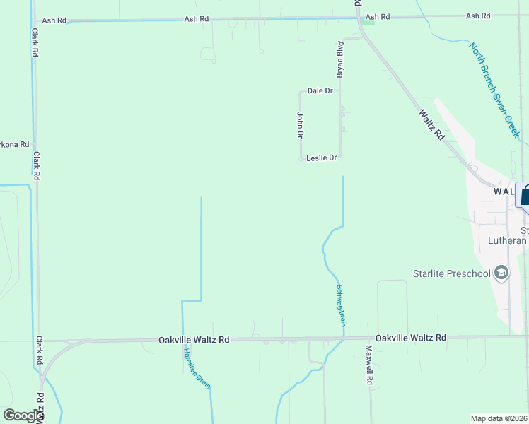 map of restaurants, bars, coffee shops, grocery stores, and more near 2320 Oakville Waltz Road in Huron Charter Township