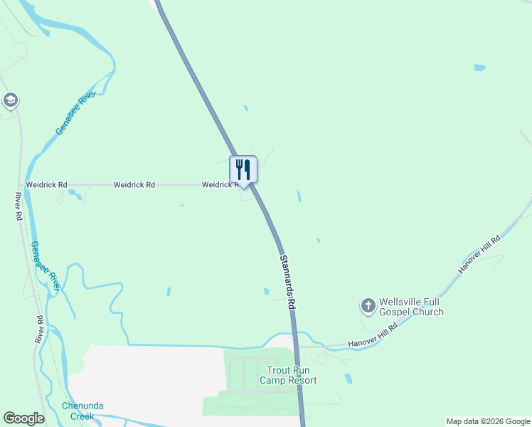 map of restaurants, bars, coffee shops, grocery stores, and more near 2283 New York 19 in Wellsville