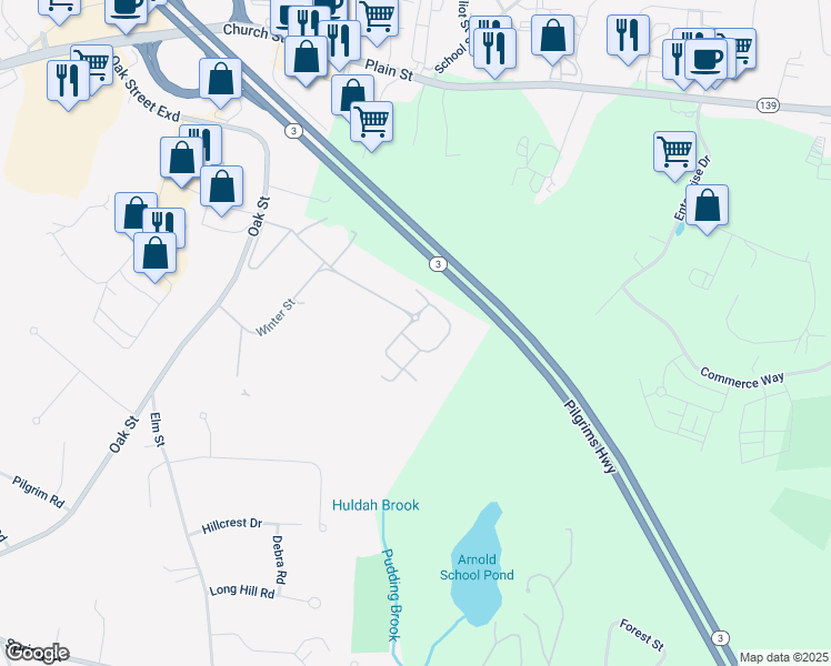map of restaurants, bars, coffee shops, grocery stores, and more near 1100 Pembroke Woods Drive in Pembroke