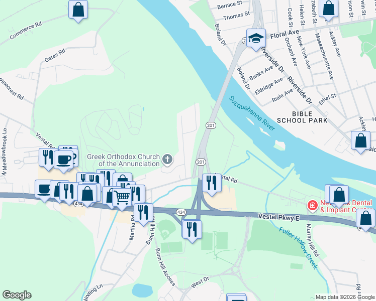 map of restaurants, bars, coffee shops, grocery stores, and more near 500 Old Lane Rd in Broome