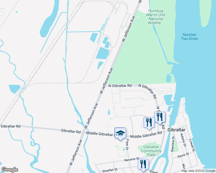 map of restaurants, bars, coffee shops, grocery stores, and more near 28635 West Jefferson Avenue in Rockwood