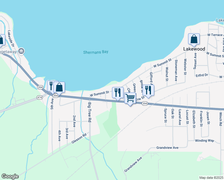 map of restaurants, bars, coffee shops, grocery stores, and more near 4348 West Summit Street in Lakewood