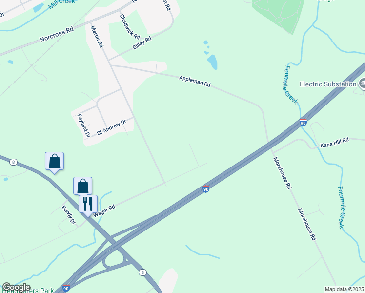 map of restaurants, bars, coffee shops, grocery stores, and more near 5905 Shepard Dr in Erie