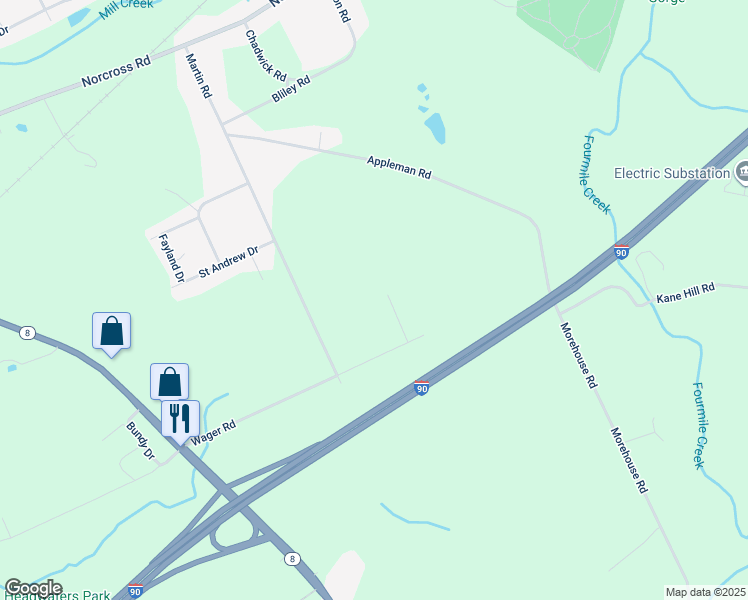 map of restaurants, bars, coffee shops, grocery stores, and more near 5905 Shepard Dr in Erie