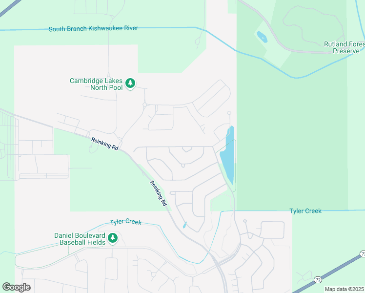 map of restaurants, bars, coffee shops, grocery stores, and more near 990 Americana Avenue in Pingree Grove