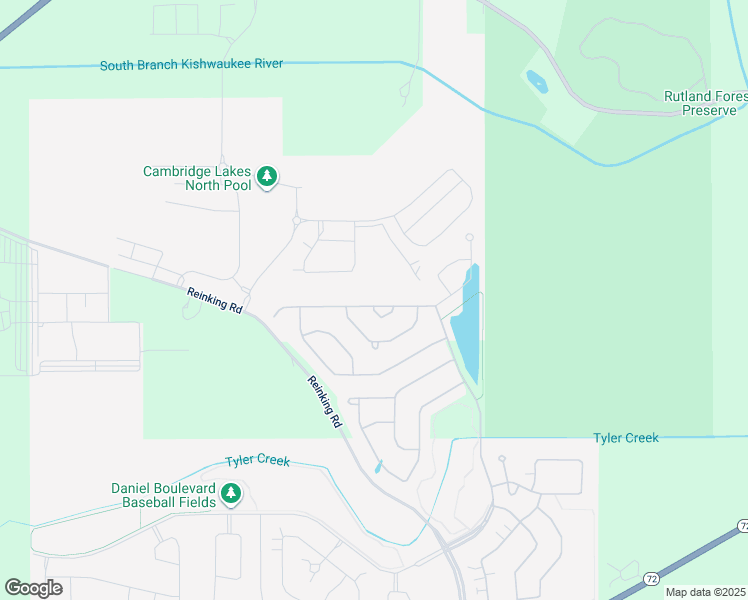 map of restaurants, bars, coffee shops, grocery stores, and more near 990 Americana Avenue in Pingree Grove