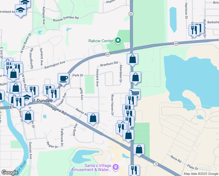 map of restaurants, bars, coffee shops, grocery stores, and more near 624 Deerpath Road in East Dundee