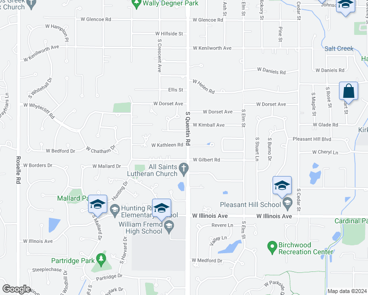 map of restaurants, bars, coffee shops, grocery stores, and more near 809 W Kathleen Ln in Palatine