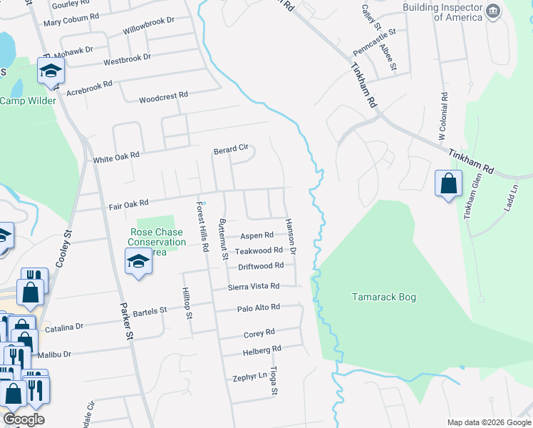 map of restaurants, bars, coffee shops, grocery stores, and more near 6 Cottonwood Lane in Springfield