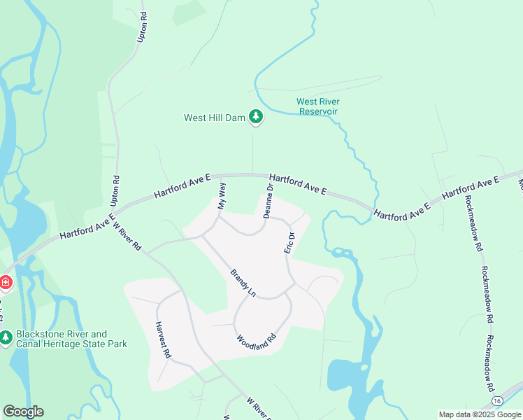 map of restaurants, bars, coffee shops, grocery stores, and more near 58 Deanna Drive in Uxbridge