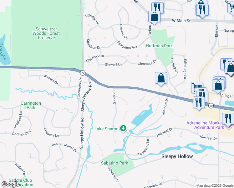 map of restaurants, bars, coffee shops, grocery stores, and more near 1816 Paula Court in Sleepy Hollow