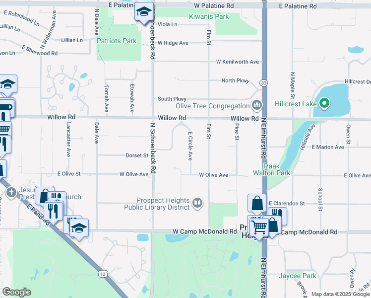 map of restaurants, bars, coffee shops, grocery stores, and more near 208 East Circle Avenue in Prospect Heights