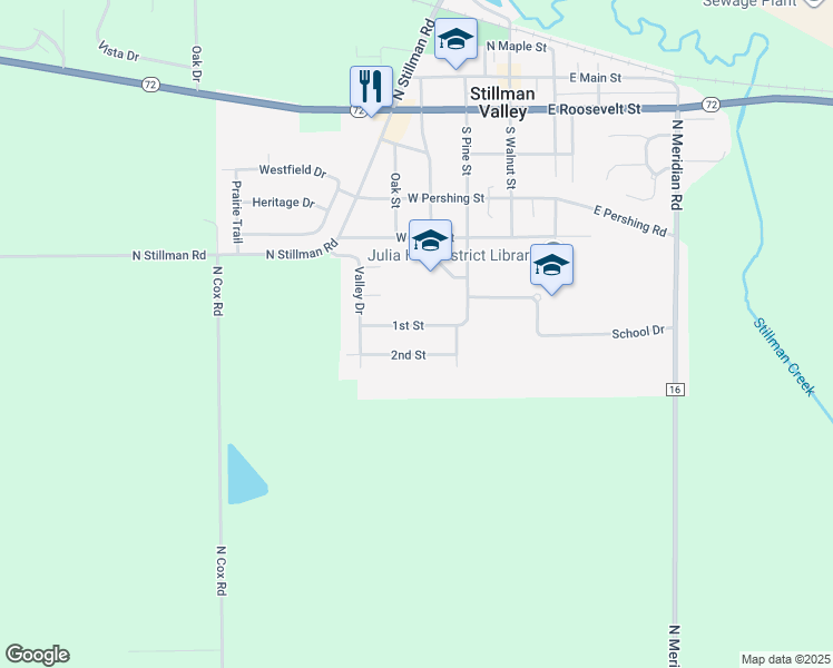 map of restaurants, bars, coffee shops, grocery stores, and more near 316 1st Street in Stillman Valley