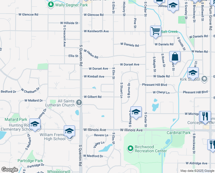 map of restaurants, bars, coffee shops, grocery stores, and more near 515 S Echo Ln in Palatine