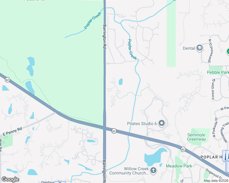 map of restaurants, bars, coffee shops, grocery stores, and more near 1 Farmington Drive in South Barrington