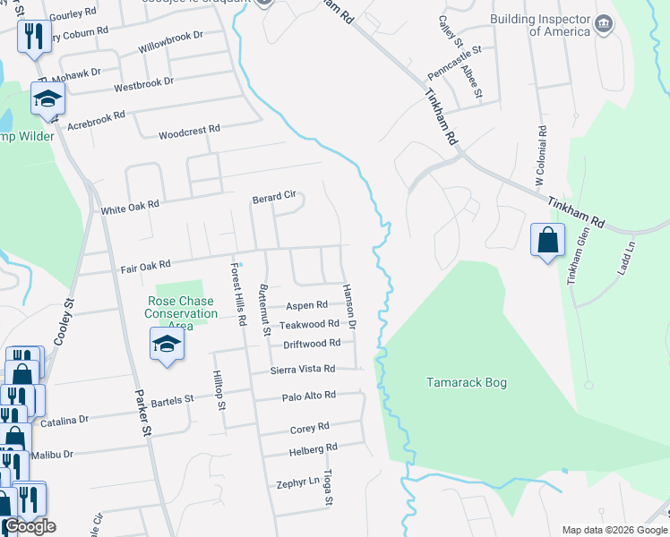 map of restaurants, bars, coffee shops, grocery stores, and more near 6 Cottonwood Lane in Springfield