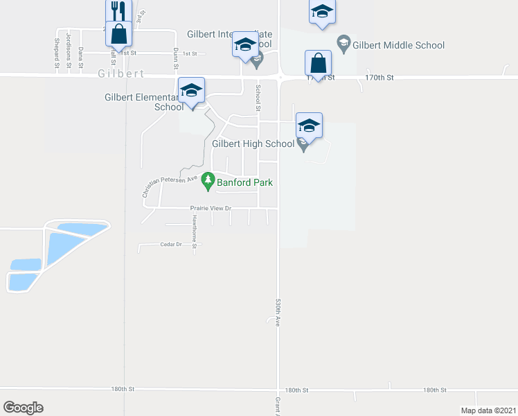 map of restaurants, bars, coffee shops, grocery stores, and more near 199 Prairie View Drive in Gilbert