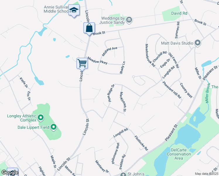 map of restaurants, bars, coffee shops, grocery stores, and more near 87 Pine Ridge Drive in Franklin