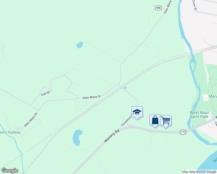 map of restaurants, bars, coffee shops, grocery stores, and more near 407 Glen Mary Drive in Owego