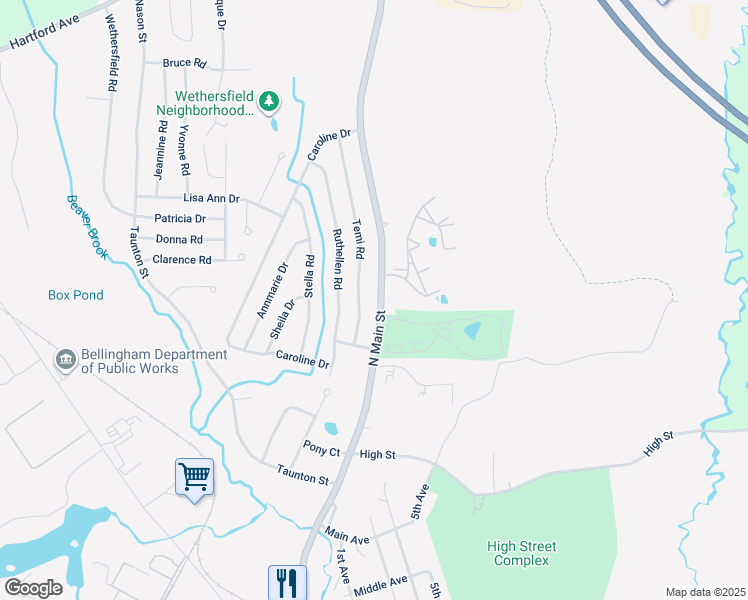 map of restaurants, bars, coffee shops, grocery stores, and more near 148 North Main Street in Bellingham