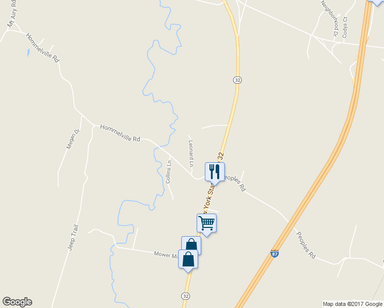 map of restaurants, bars, coffee shops, grocery stores, and more near 32 Leonard Lane in Saugerties