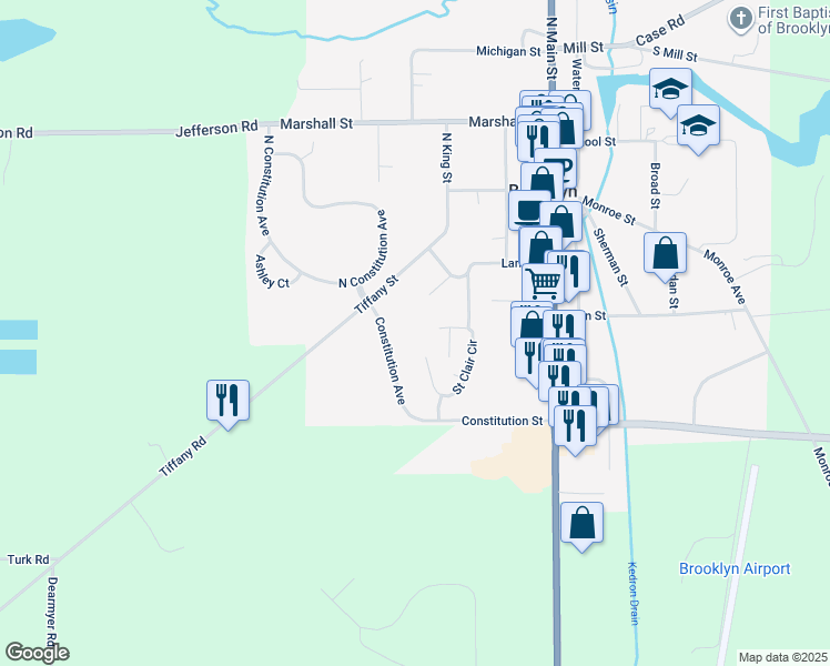 map of restaurants, bars, coffee shops, grocery stores, and more near 126 Saint Clair Circle in Brooklyn