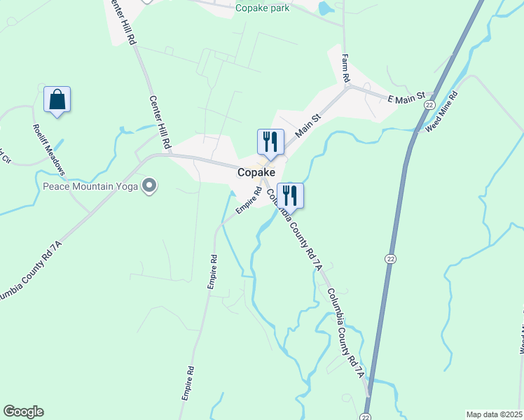 map of restaurants, bars, coffee shops, grocery stores, and more near 624 Empire Road in Copake