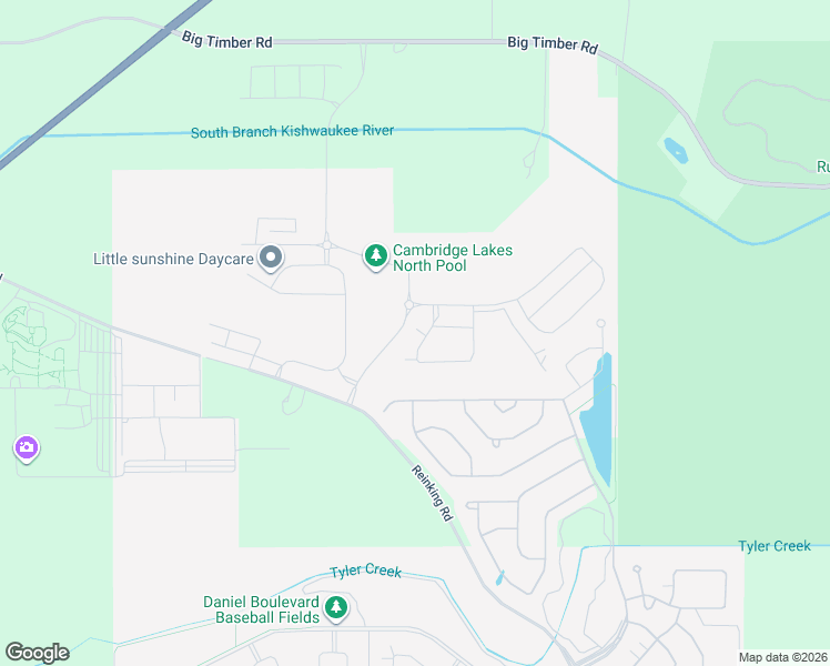 map of restaurants, bars, coffee shops, grocery stores, and more near 42W395 Reinking Rd in Pingree Grove