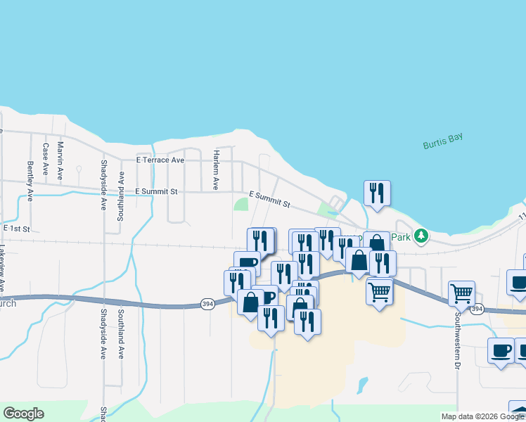 map of restaurants, bars, coffee shops, grocery stores, and more near 22 Olive Avenue in Lakewood