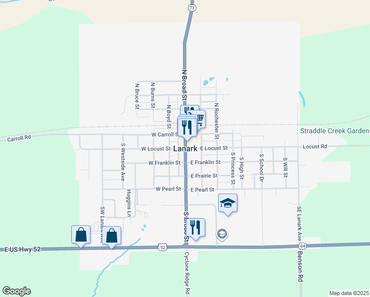 map of restaurants, bars, coffee shops, grocery stores, and more near in Lanark