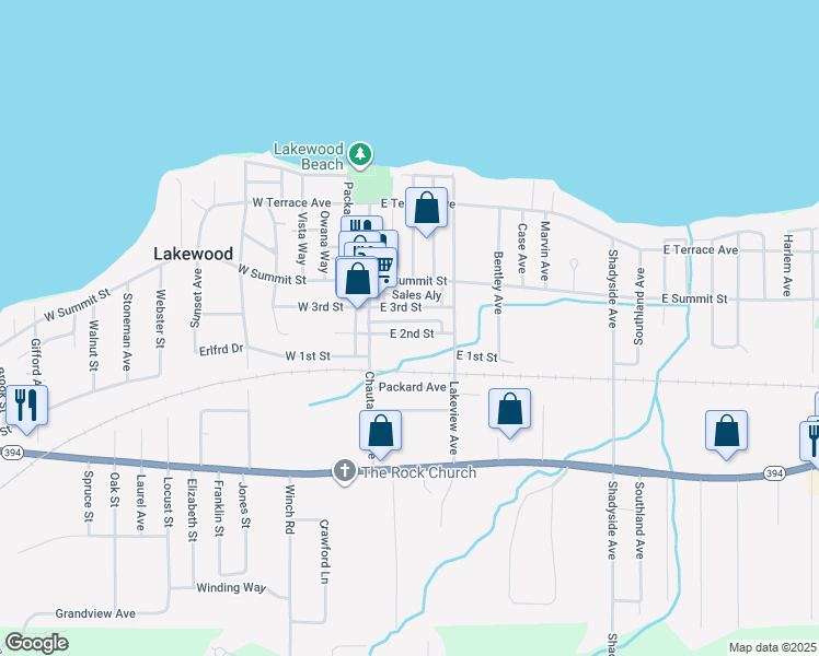 map of restaurants, bars, coffee shops, grocery stores, and more near 11 East 2nd Street in Lakewood