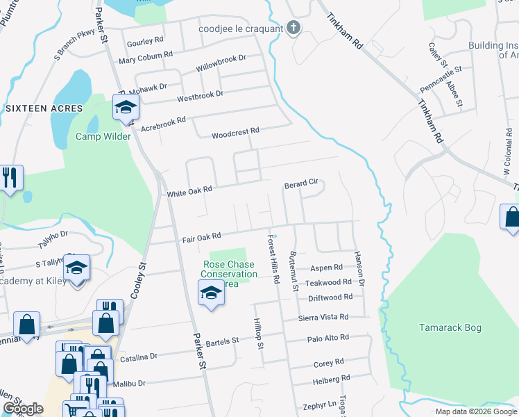 map of restaurants, bars, coffee shops, grocery stores, and more near 35 Emeline Court in Springfield