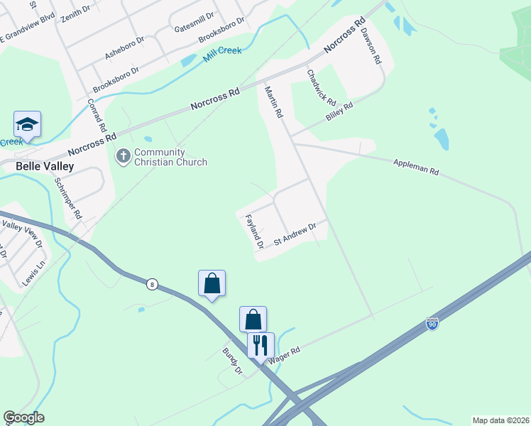 map of restaurants, bars, coffee shops, grocery stores, and more near 2131 Delphos Drive in Erie